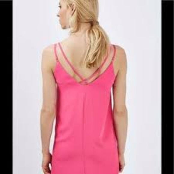 Top Shop Pink Cross Back Slip Dress Size 2 PETITE - Picture 3 of 6